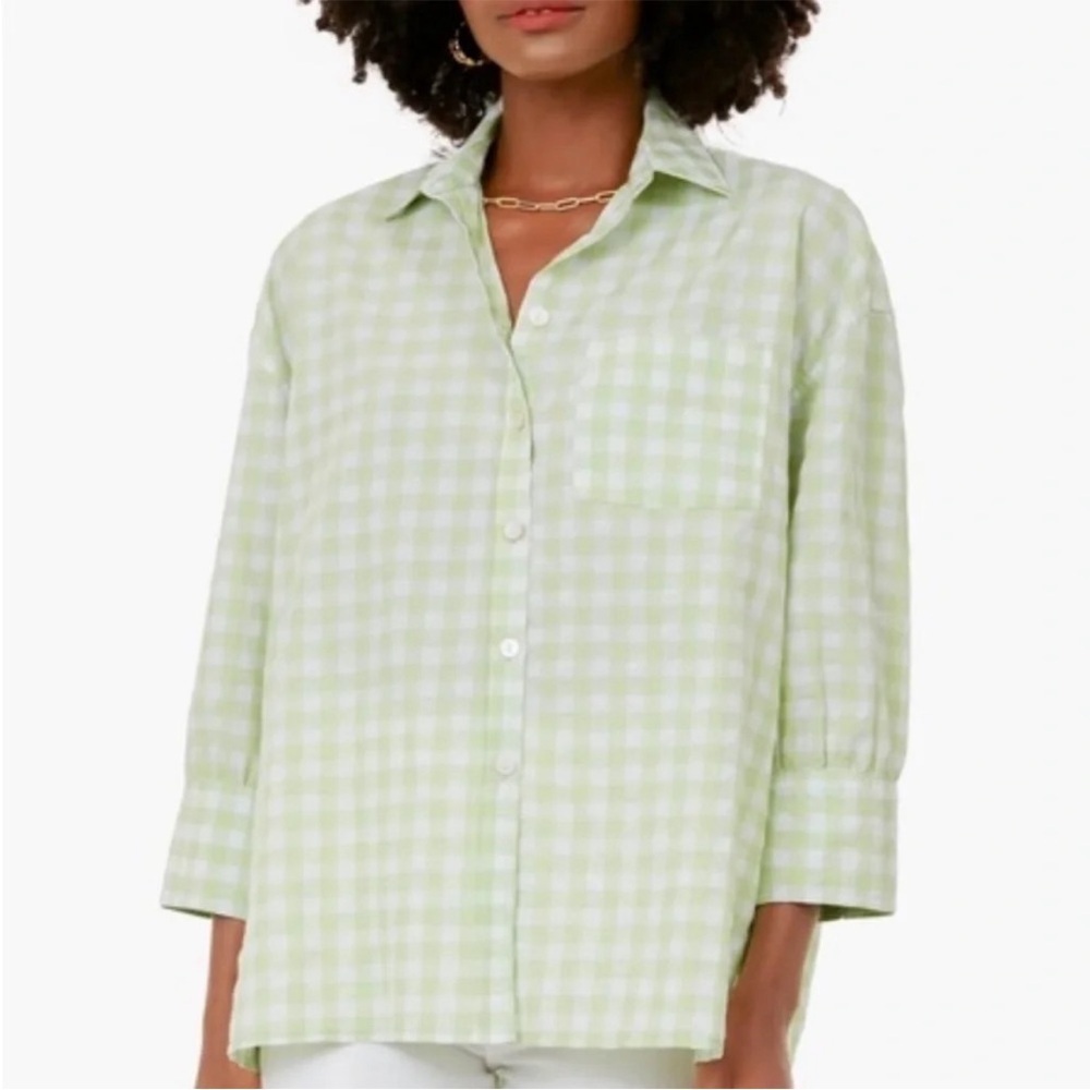 Tuckernuck Pomander Place Green Gingham Plaid Adair Button Down Top Size Large